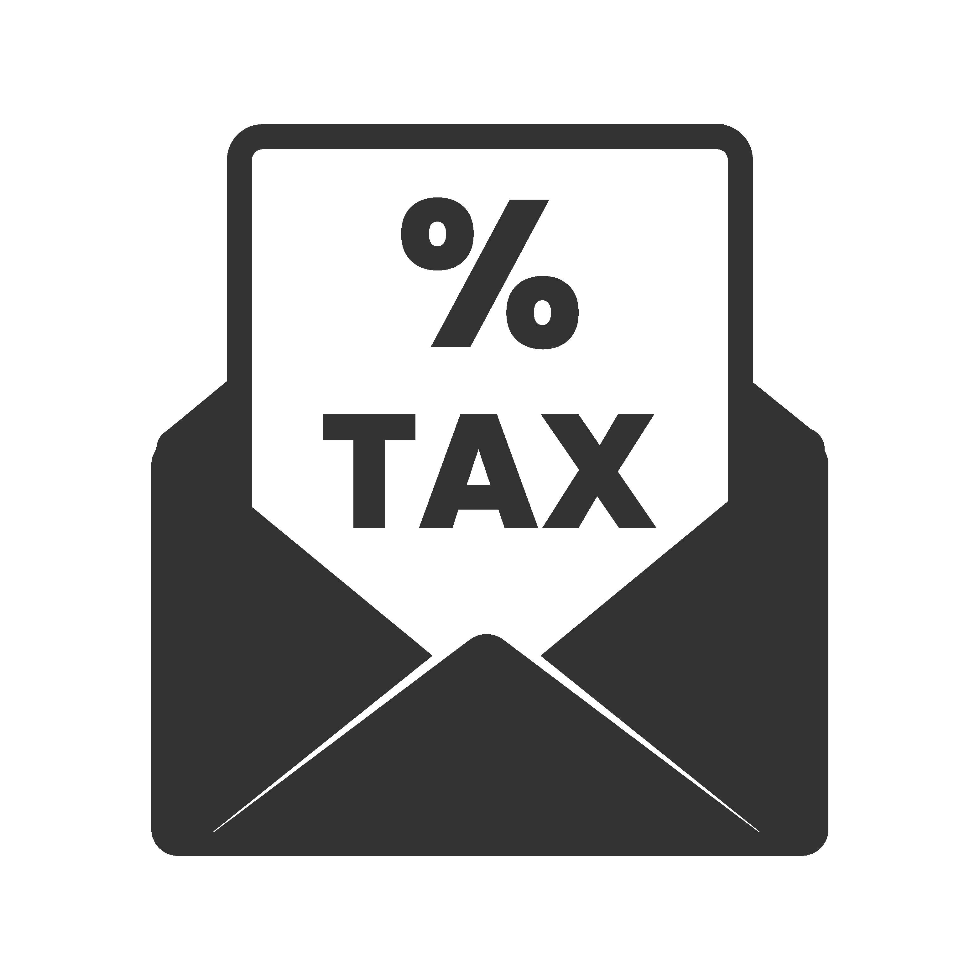 Index - vecteezy a black envelope with a tax sign on it 56523345